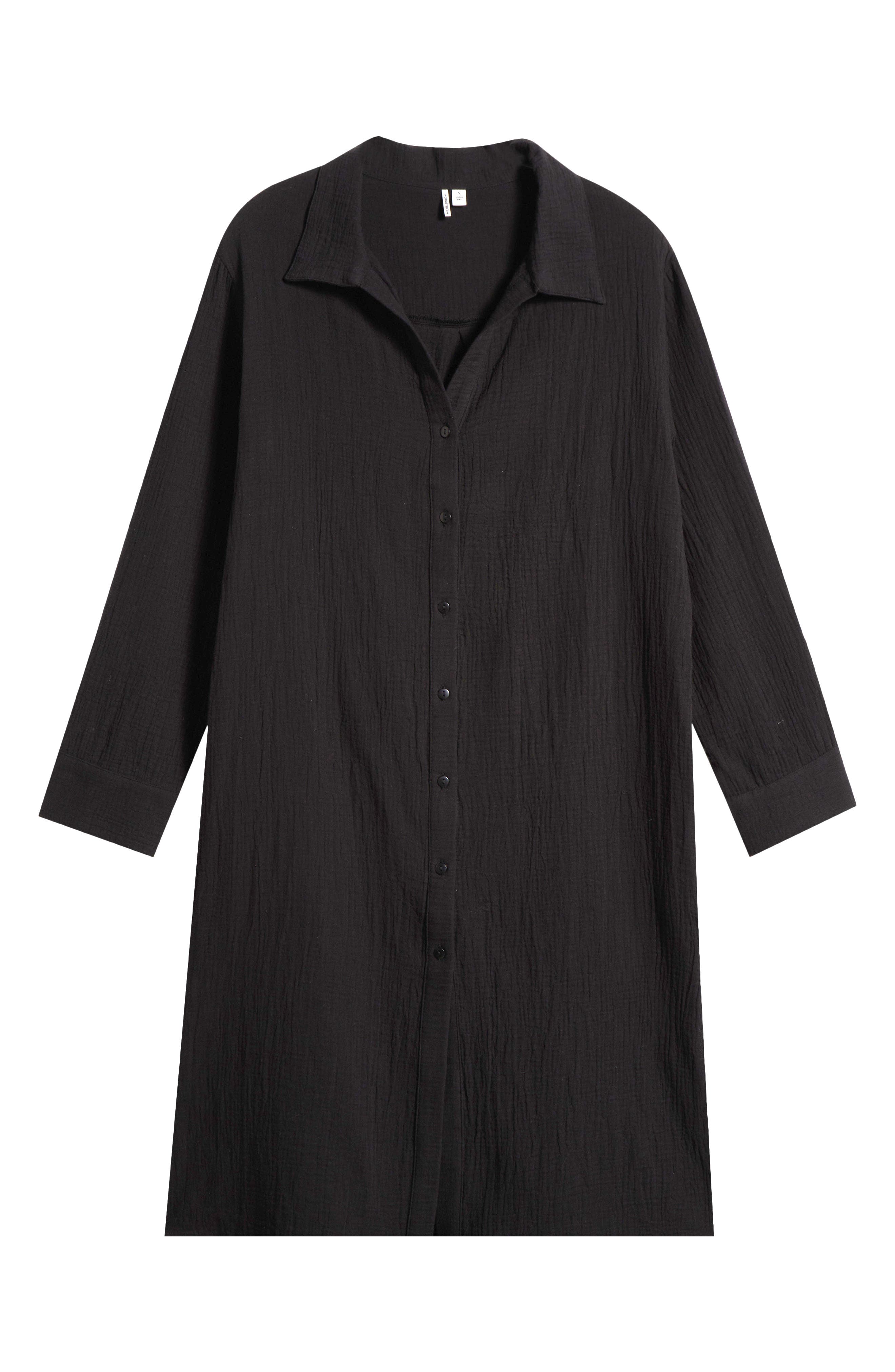 NORDSTROM NORDSTROM COTTON GAUZE COVER-UP SHIRTDRESS
