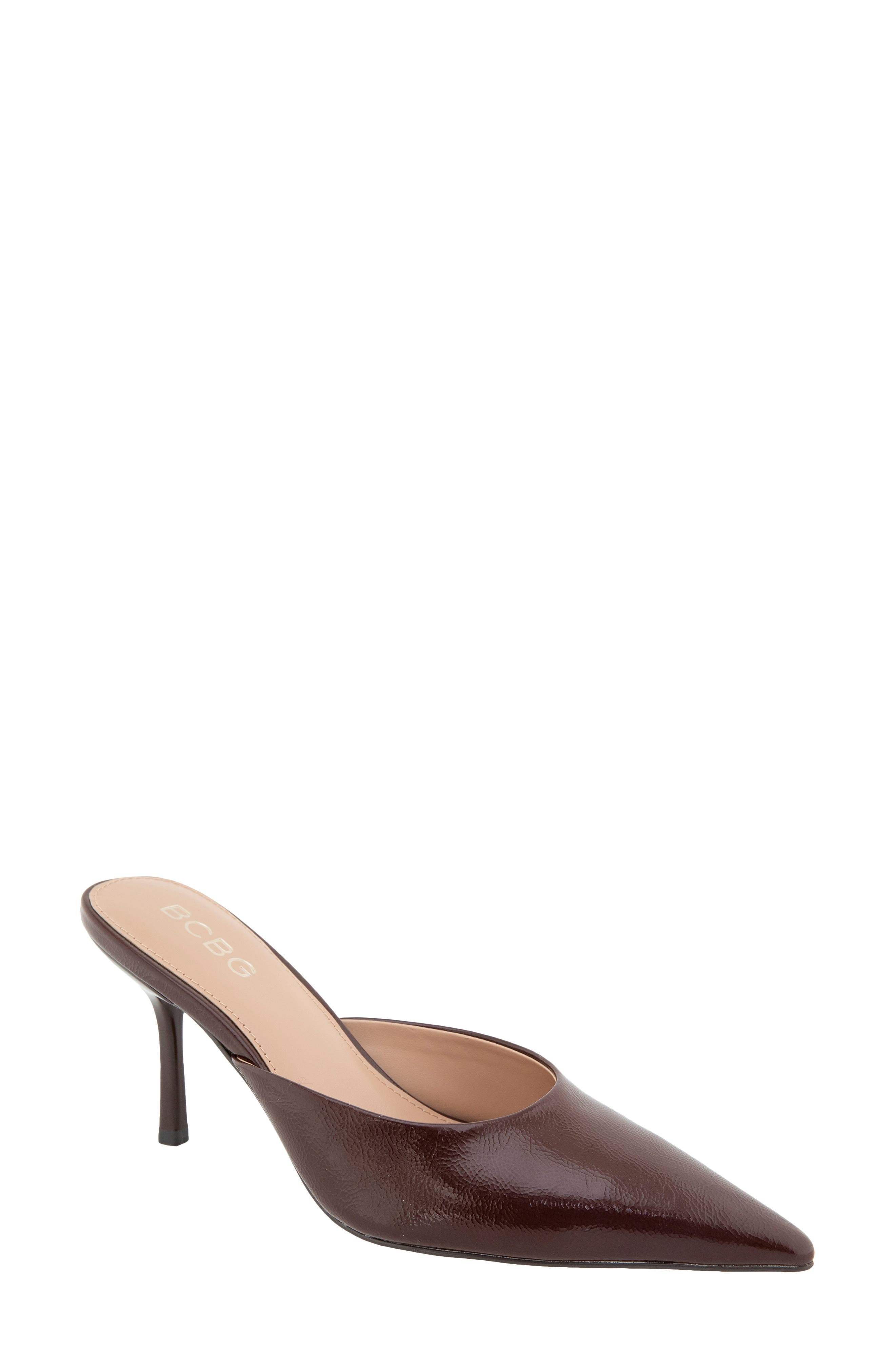 Nixxa Pointed Toe Mule, Main, color, DARK BROWN PU