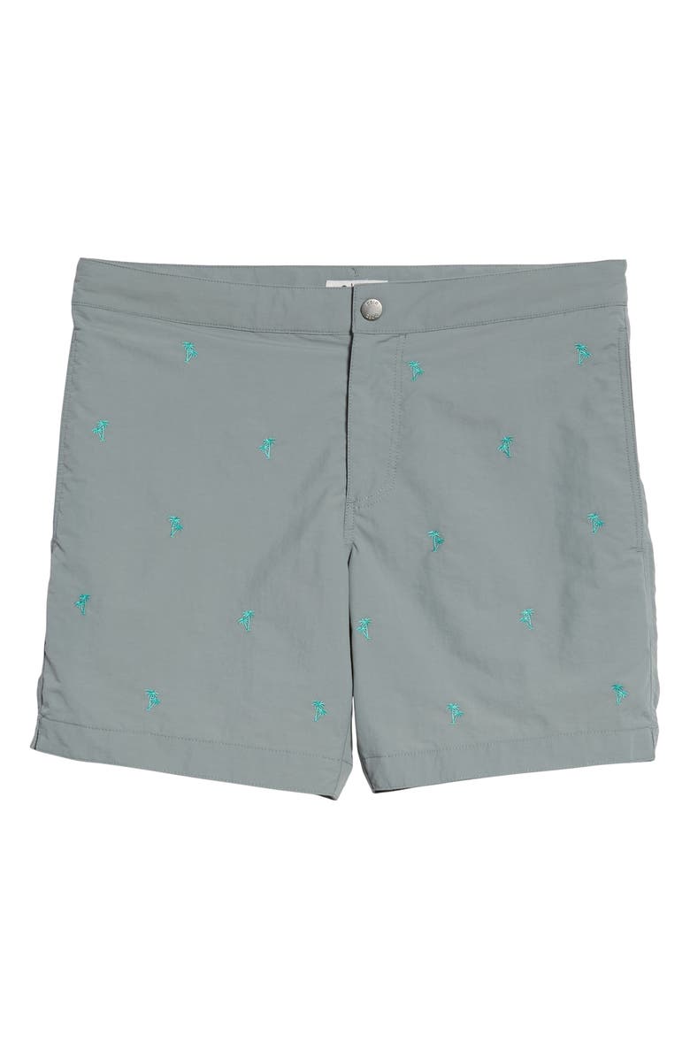 boto Aruba Tailored Fit Embroidered Palm Swim Trunks, Alternate, color, 