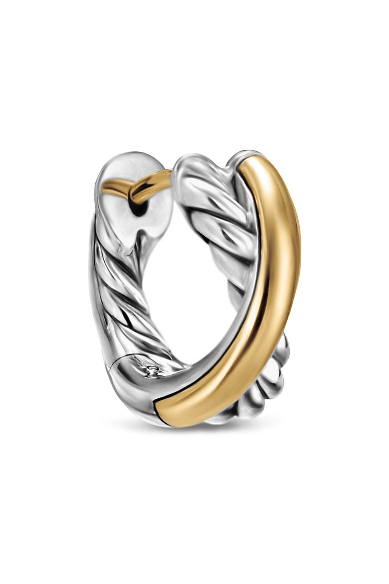 Crossover Huggie Hoop Earrings in Sterling Silver with 18K Yellow Gold, 12.4mm, Alternate, color, STERLING SILVER AND 18K GOLD