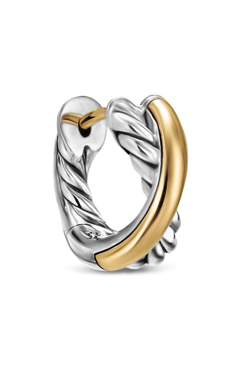 David Yurman Crossover Huggie Hoop Earrings in Sterling Silver with 18K Yellow Gold, 12.4mm, Alternate, color, Sterling Silver And 18K Gold