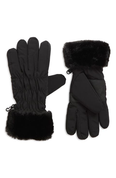 Kids' Faux Fur Trim Nylon Gloves