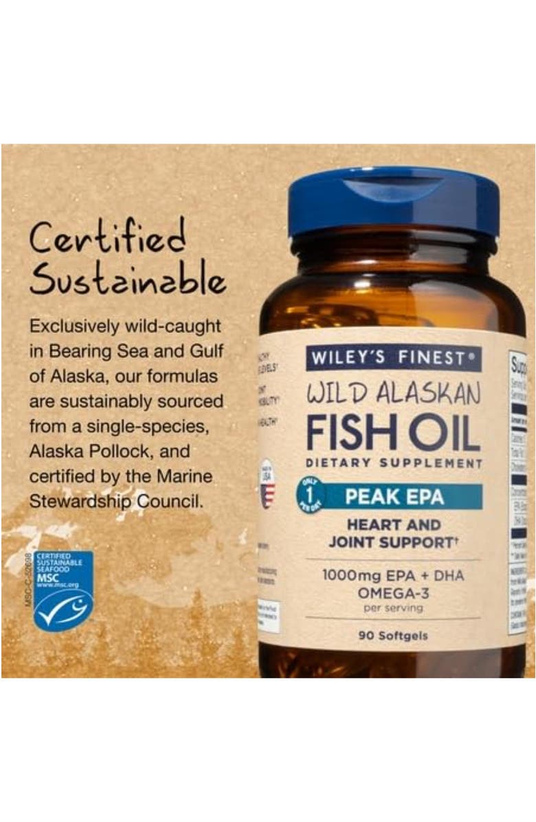 Wiley's Finest Peak EPA Omega-3 90 Softgels for Joint Health Support 1000 mg, Alternate, color, NO COLOR