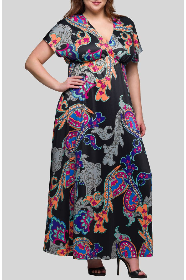 Paisley Knit Maxi Dress, Alternate, color, BLACK MULTI