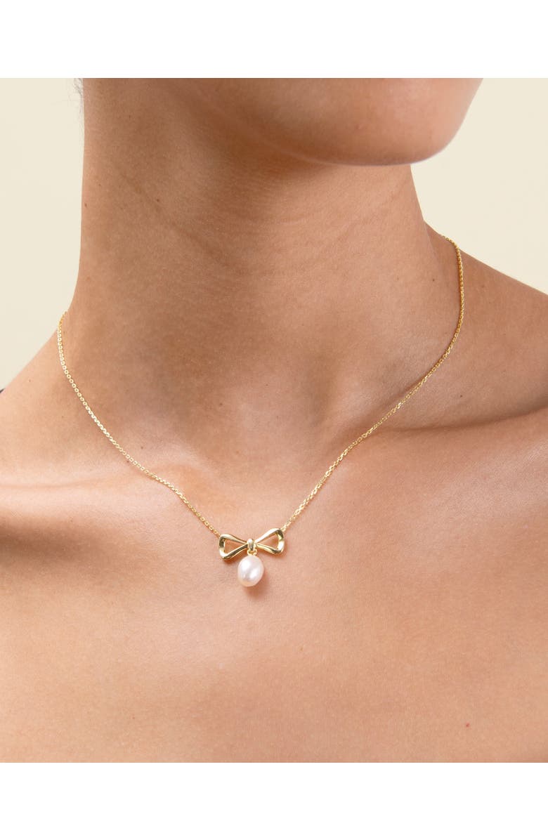 Edge of Ember Bow Pearl Necklace, Alternate, color, Pearl