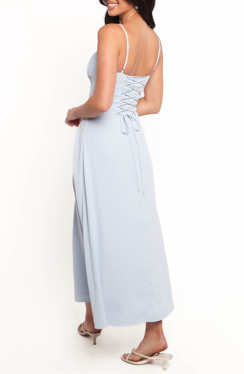 Petal & Pup Nadina Lace Up Back Midi Dress, Alternate, color, Soft Blue