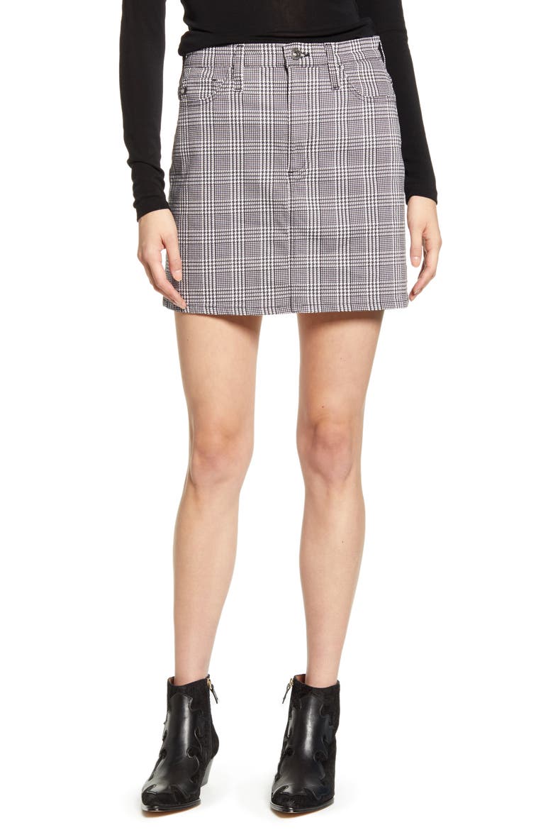 Harlo Plaid Miniskirt, Main, color, HOUNDS PL WHITE