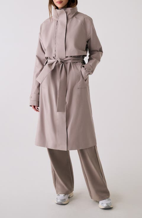 【melt the lady】wide trench coat / gray Lightweight Windproof Trench Coat with Adjustable Hood