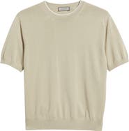 Canali Short Sleeve Cotton Crewneck Sweater