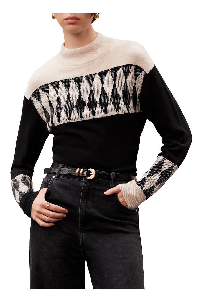 Cotton Blend Graphic Sweater, Alternate, color, Stone