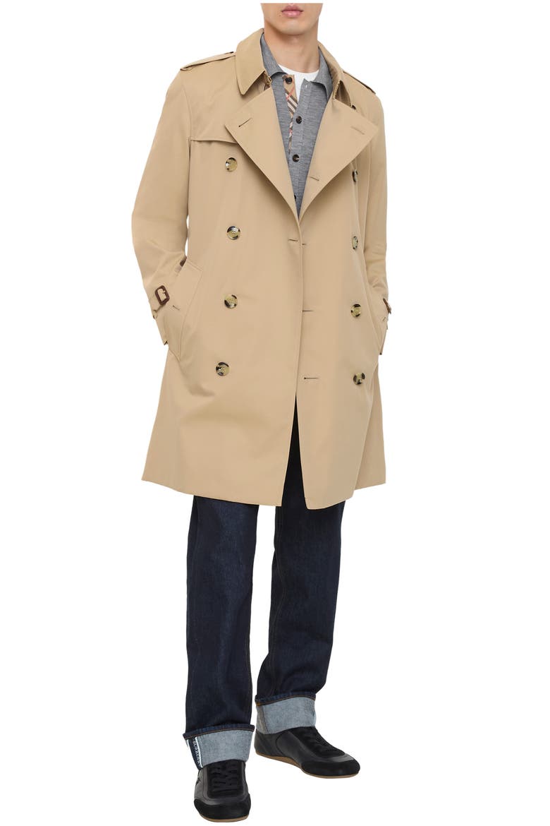 Mid-length Kensington Heritage Trench Coat, Main, color, Honey beige
