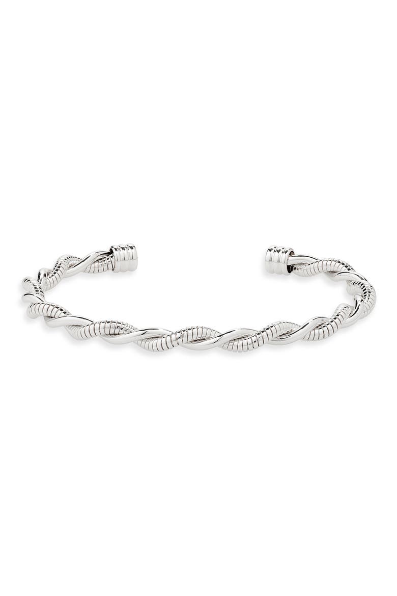Demi-Fine Twisted Cuff Bracelet, Main, color, SILVER