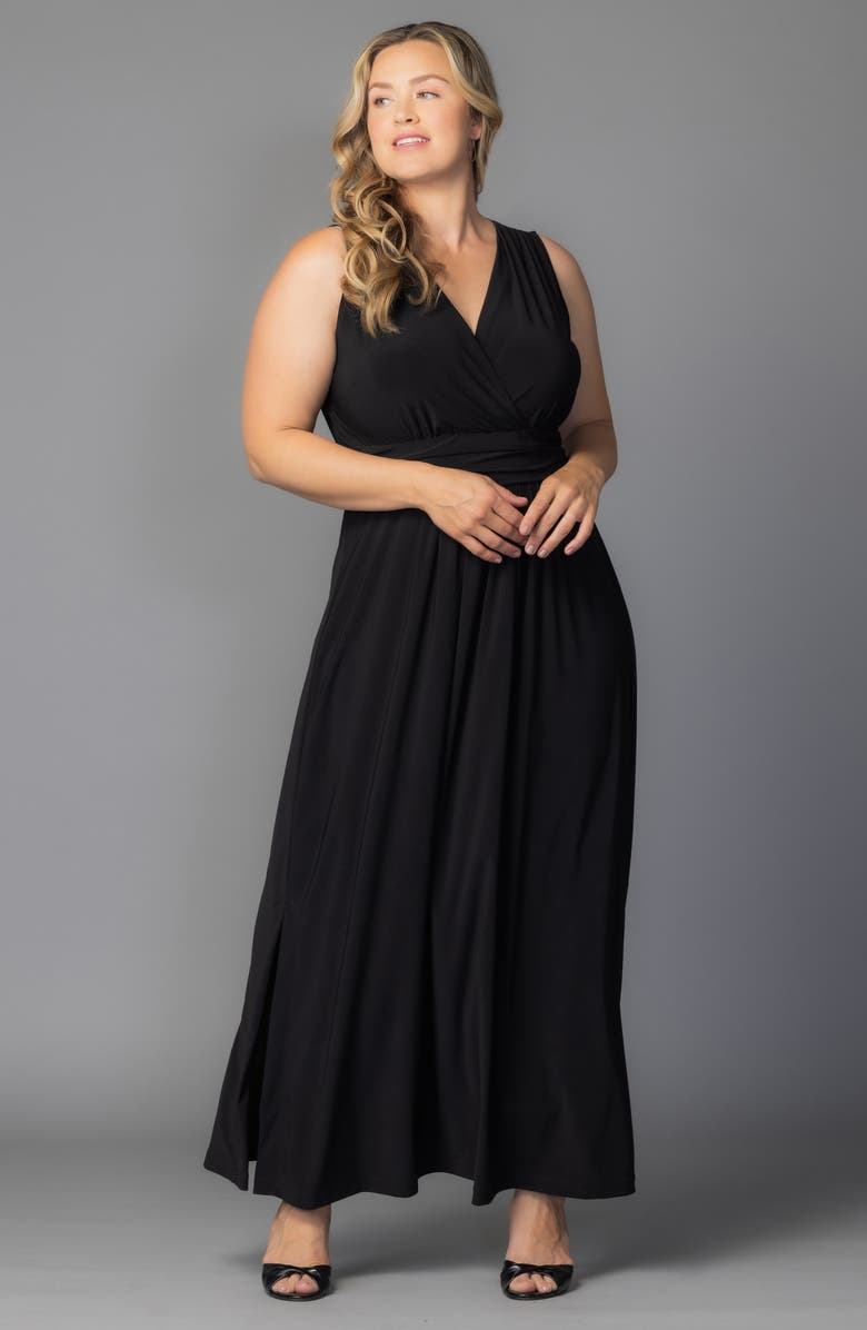 Kiyonna Daniela Sleeveless Maxi Dress, Alternate, color, Black Noir