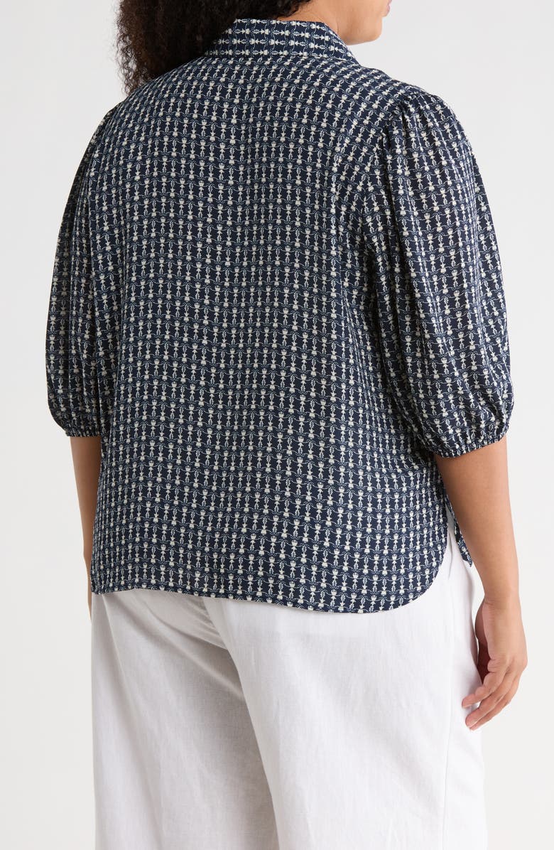 MAX STUDIO Placket Top, Alternate, color, Navy Bulb Vines
