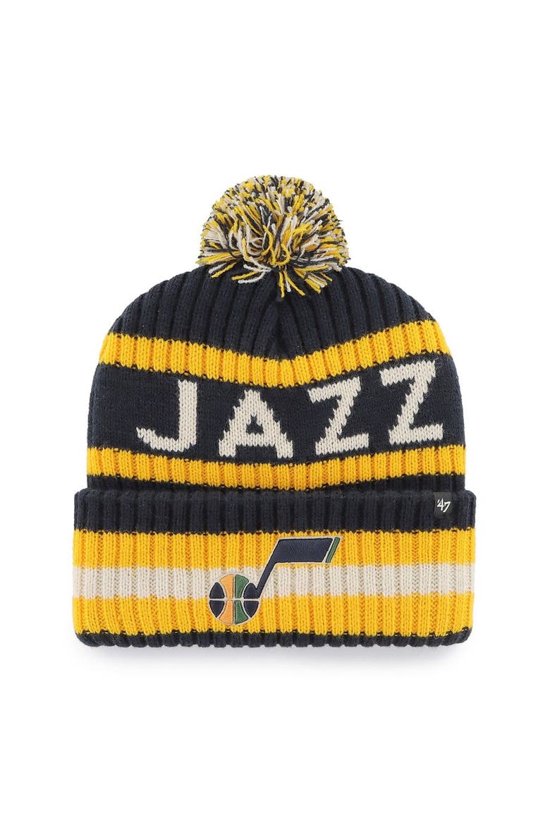 Men's '47 Navy Utah Jazz Bering Cuffed Knit Hat with Pom, Main, color, Navy