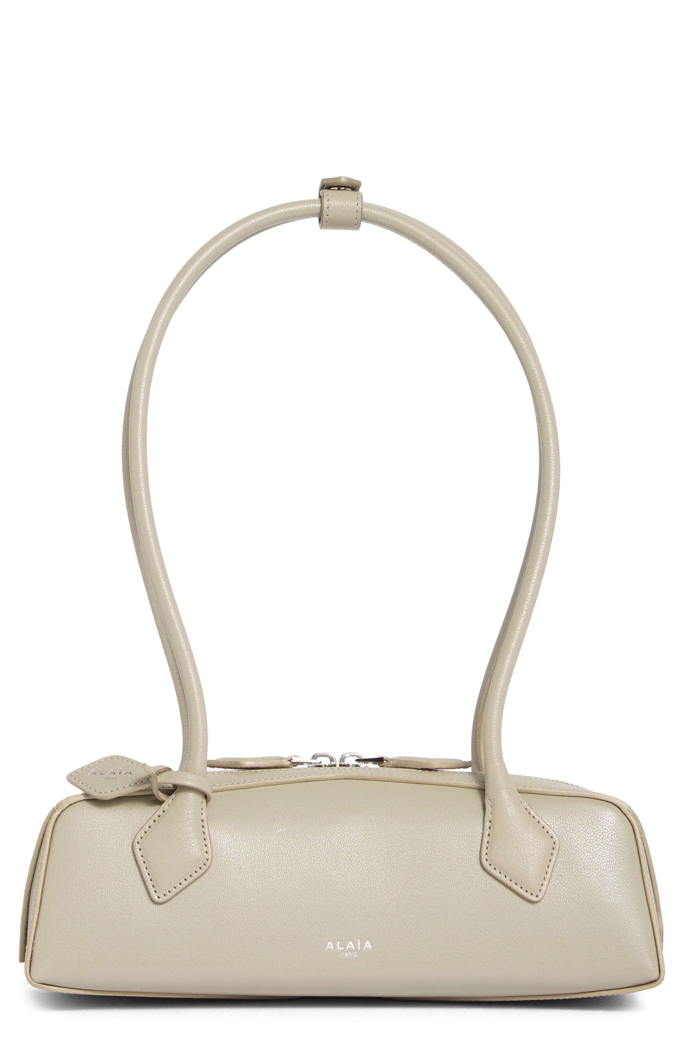 Alaïa Le Teckel Small Shoulder Bag, Main, color, Beige Grise