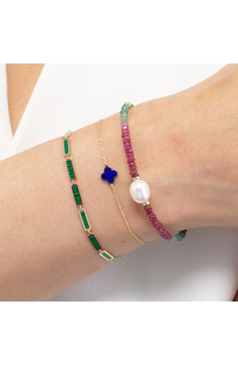 The Lovery Fine Jewelry Rainbow Gemstone Bead Pearl Bracelet, Alternate, color, Rainbow Gemstone