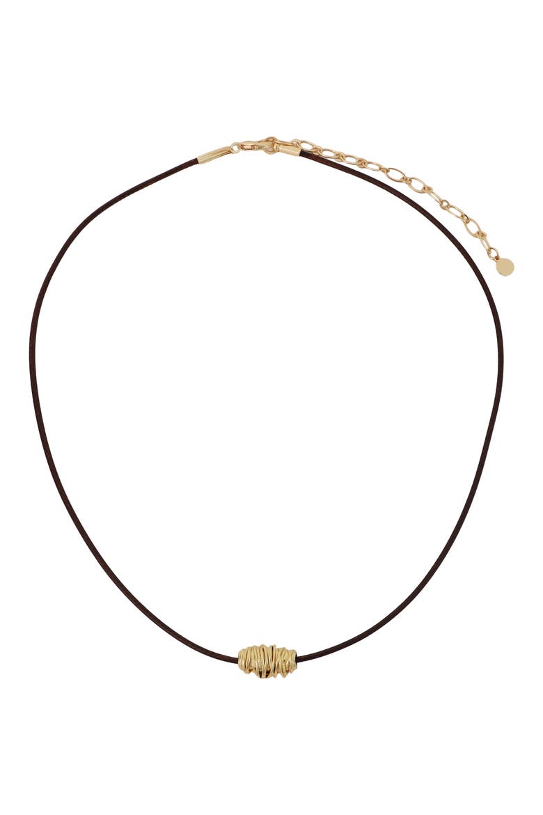 Cord Slider Pendant Necklace, Main, color, BROWN