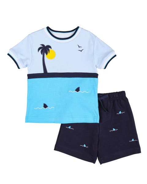 Knit Short Set With Ocean Scene