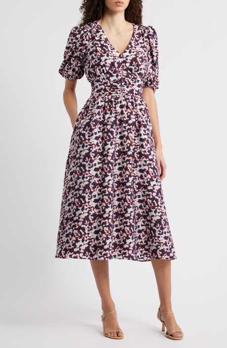 Caslon® Puff Sleeve Heart Midi Dress