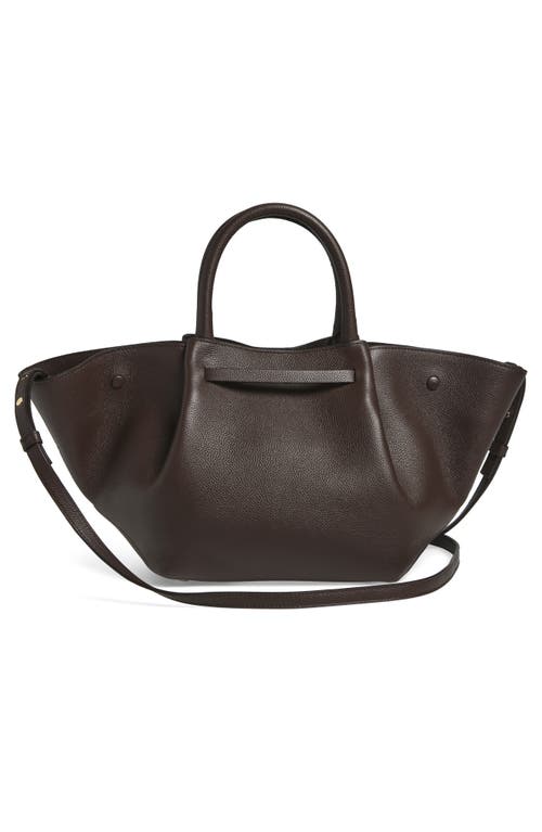 Demellier New York Leather East/west Midi Tote In Brown