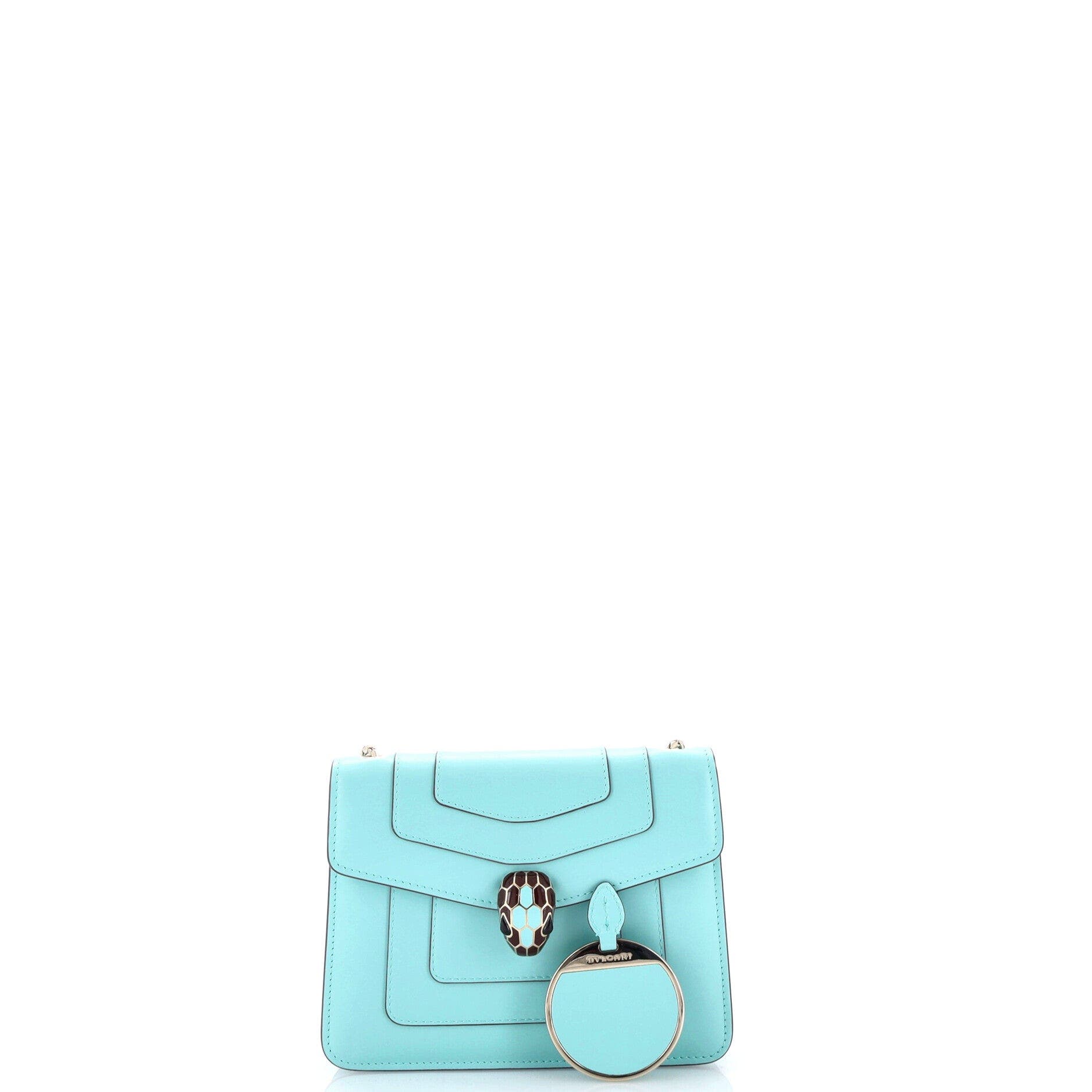 Serpenti Forever Square Shoulder Bag Leather Small, Alternate, color, Blue
