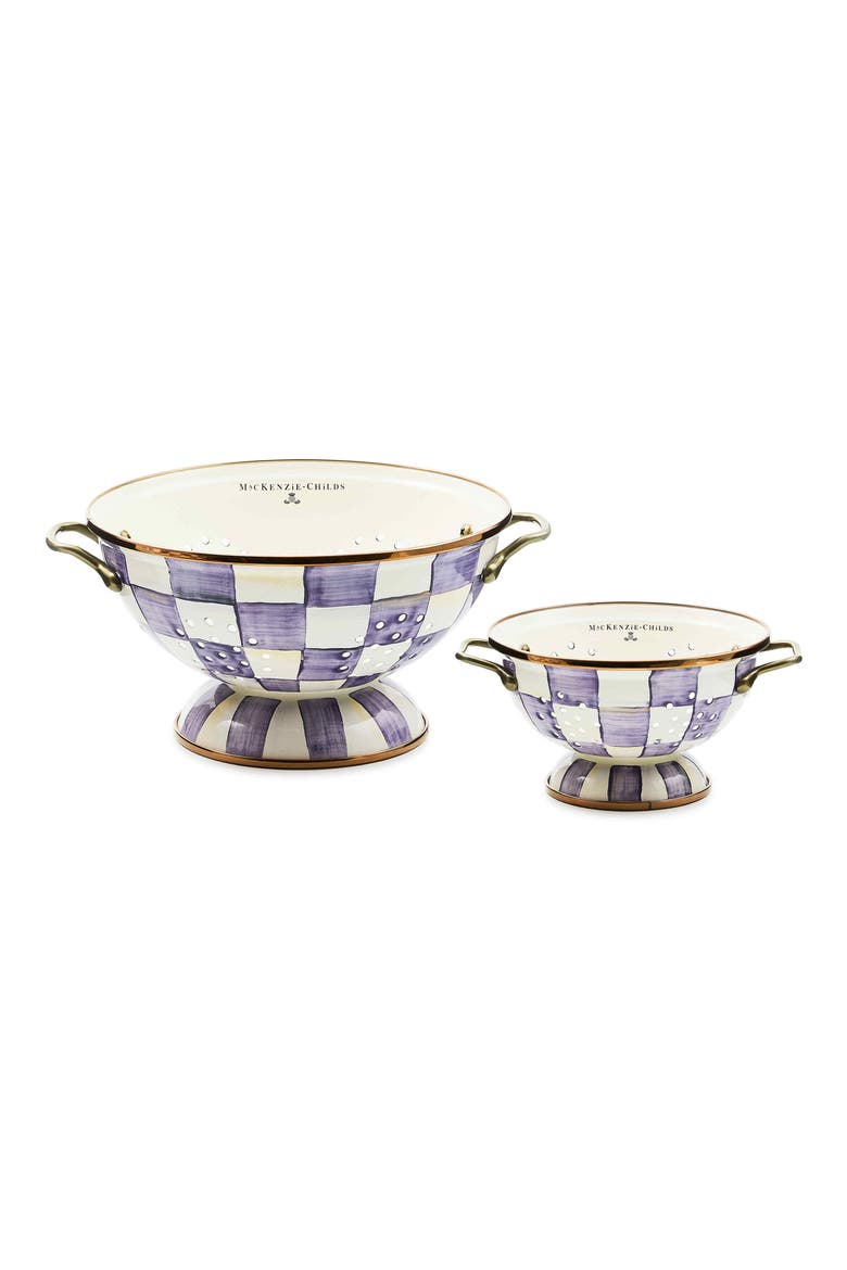 Violet Check Large Colander, Alternate, color, VIOLET