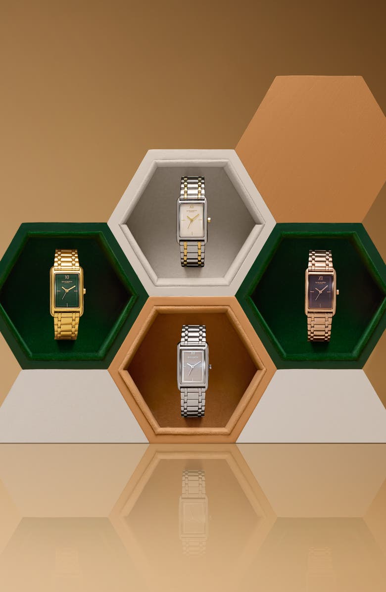 Olivia Burton Grove Rectangular Bracelet Watch, 23mm, Alternate, color, Silver White