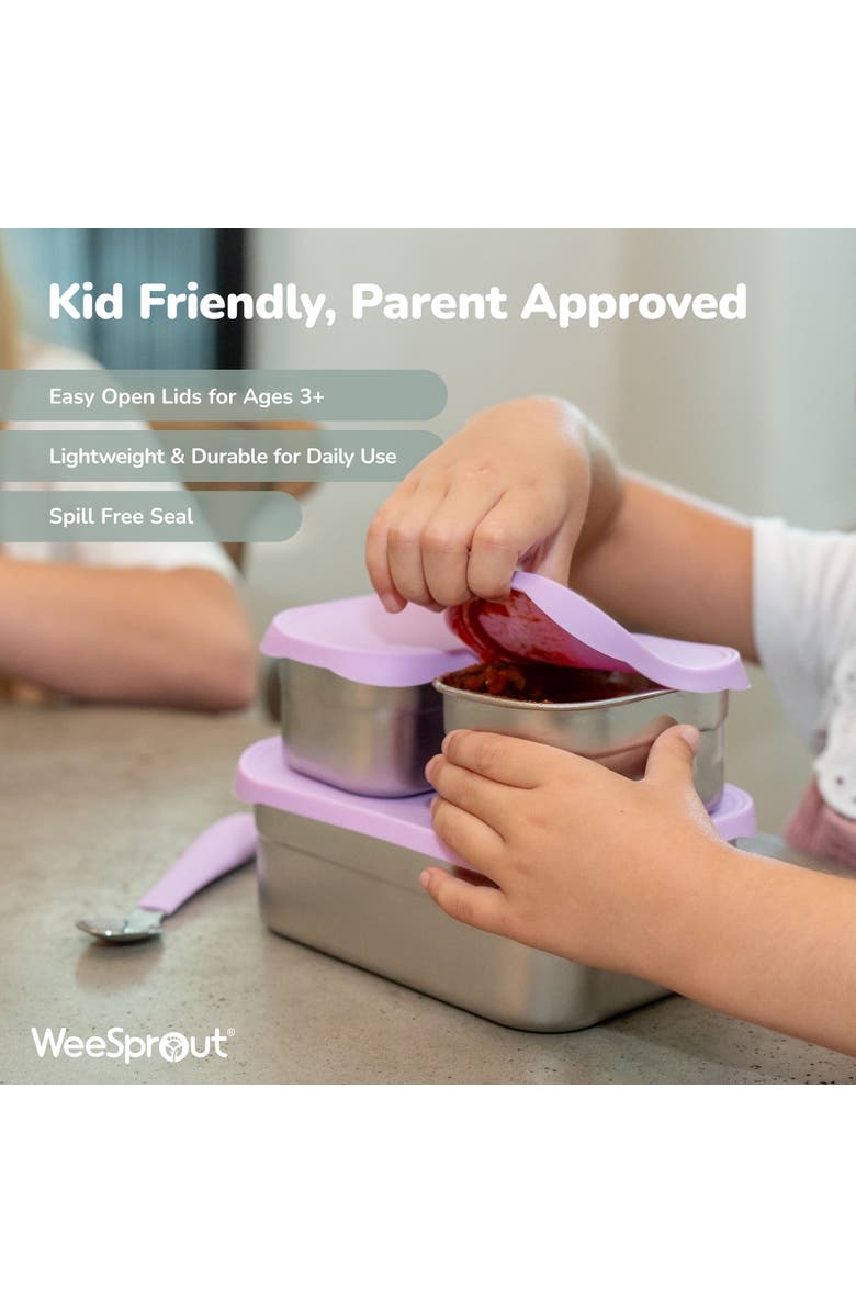 WeeSprout Stainless Steel Lunch Box Set - 750mL & 230mL Food Storage Nested Bento Boxes with Lid, Alternate, color, Matte Green