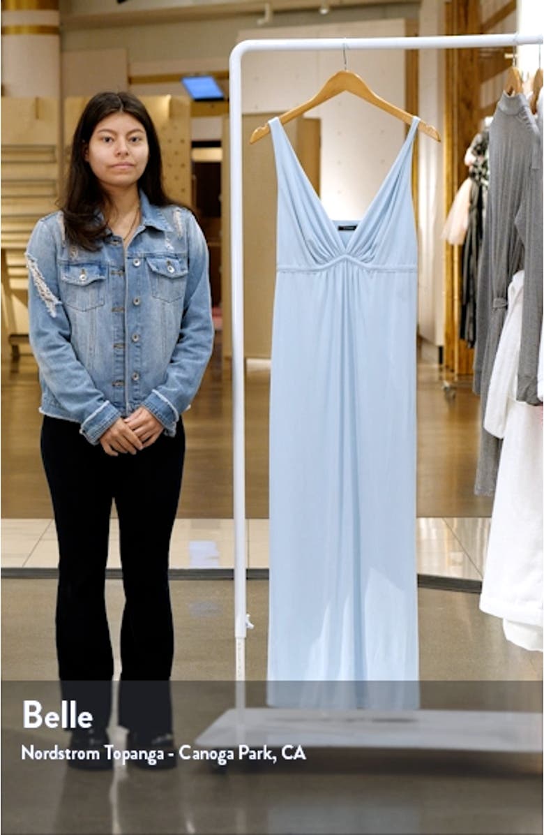 Enchant Deep V-Neck Satin Nightgown, sales video thumbnail