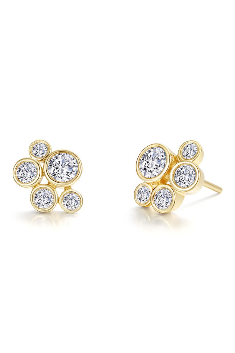 Bubble Cluster Simulated Diamond Bezel Stud Earrings, Main, color, WHITE/ GOLD