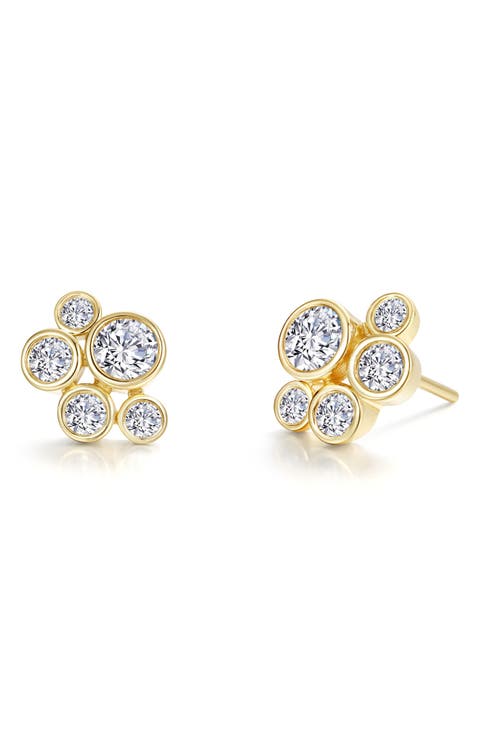 Bubble Cluster Simulated Diamond Bezel Stud Earrings