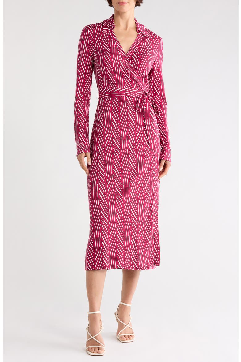 Abigail Long Sleeve Wrap Dress, Main, color, PIAZZA TIGER MINI BEET PINK