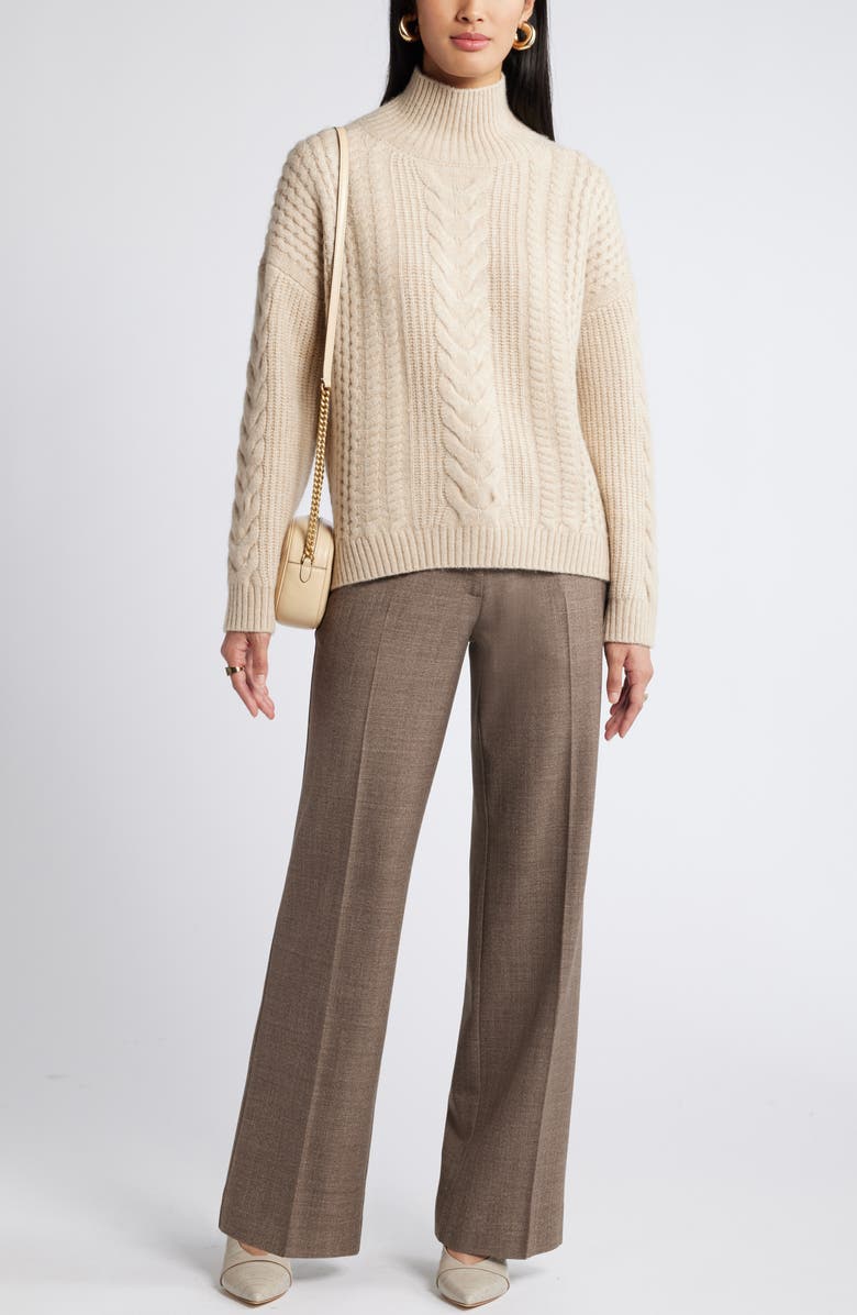 Nordstrom High Low Mock Neck Fisherman Sweater, Alternate, color, 