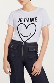 Cinq à Sept Smiling Heart Cotton Graphic T-Shirt