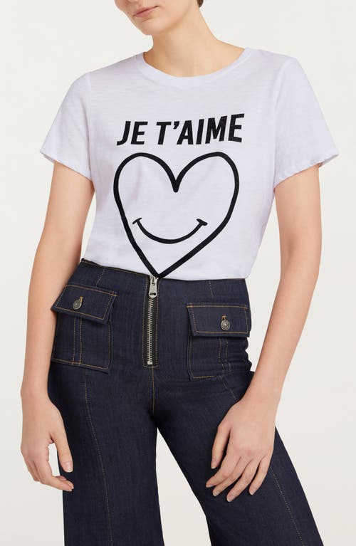 Cinq À Sept Smiling Heart Cotton Graphic T-shirt In White