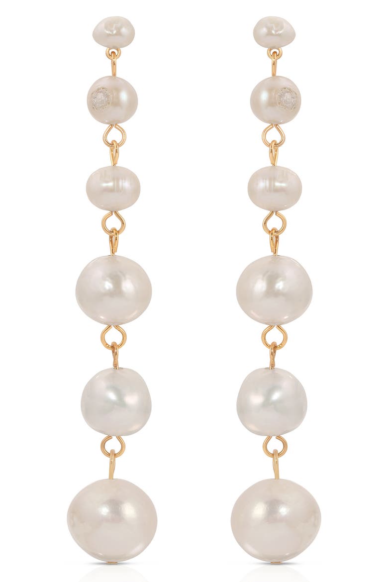 Freshwater Pearl Linear Drop Earrings, Main, color, GOLD