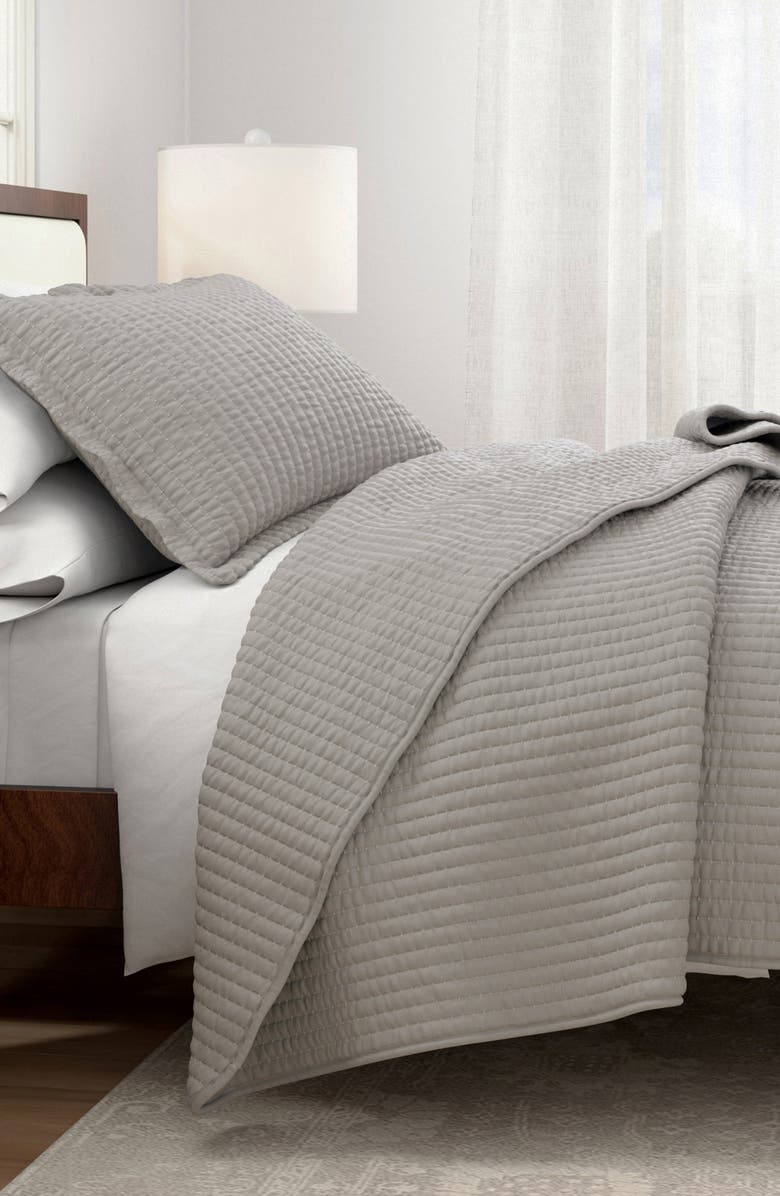 Woven & Weft Channel Stitch Quilt Set, Alternate, color, Light Gray