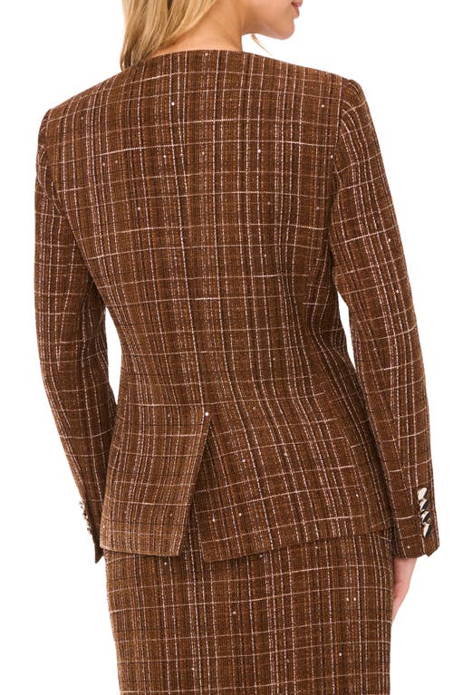 Ted Baker Collarless Tweed Jacket In Brown