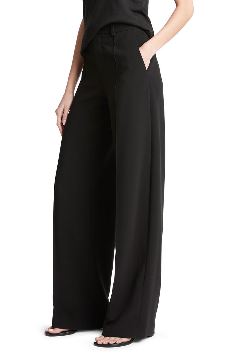 Pintuck Wide Leg Pants, Alternate, color, BLACK