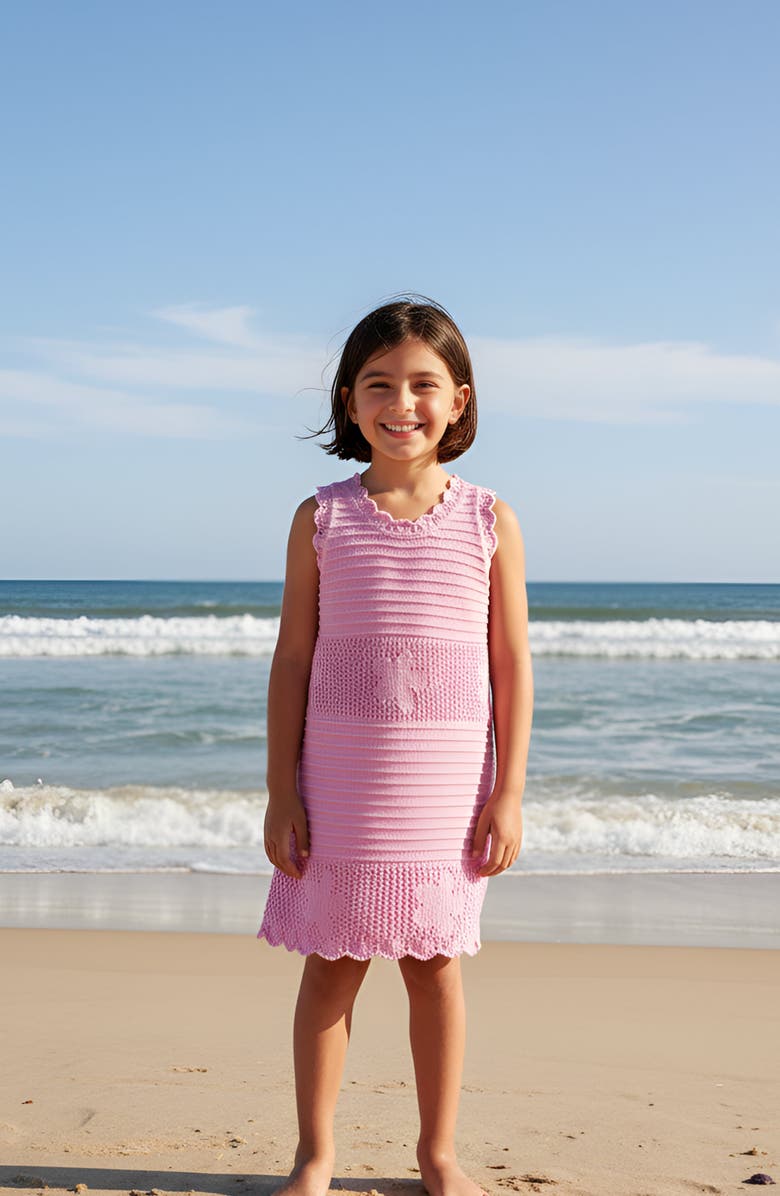 Limeapple Floral Crochet Swim Coverup, Alternate, color, Rose