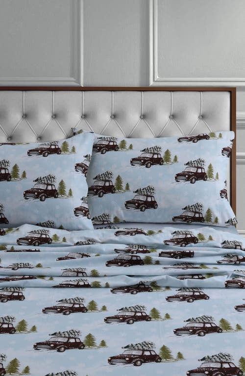 Azores Home Winter Outing Cotton Flannel Sheet Set In Blue