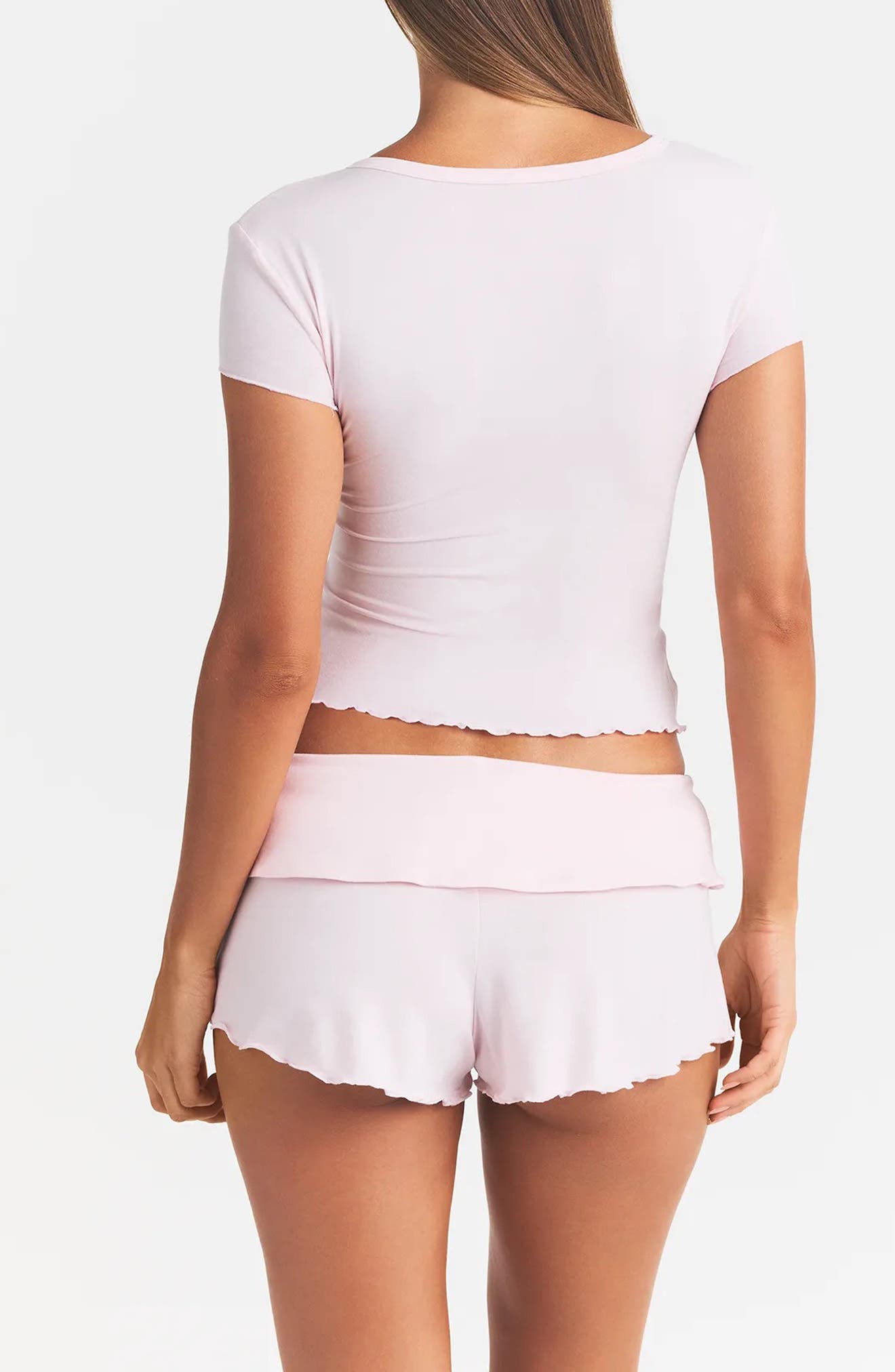 SKIMS Henley& Foldover Shorts Set (Women) | Nordstrom