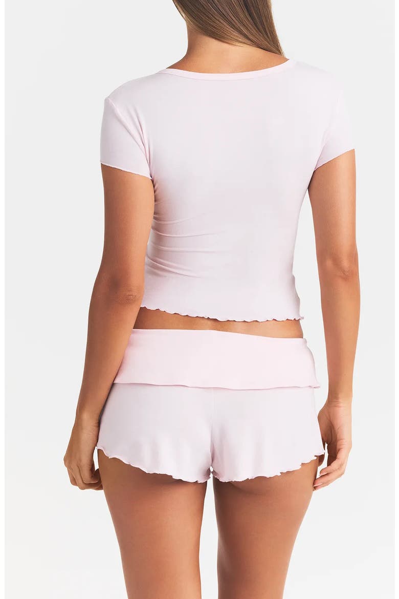 Henley& Foldover Shorts Set, Alternate, color, BARELY PINK