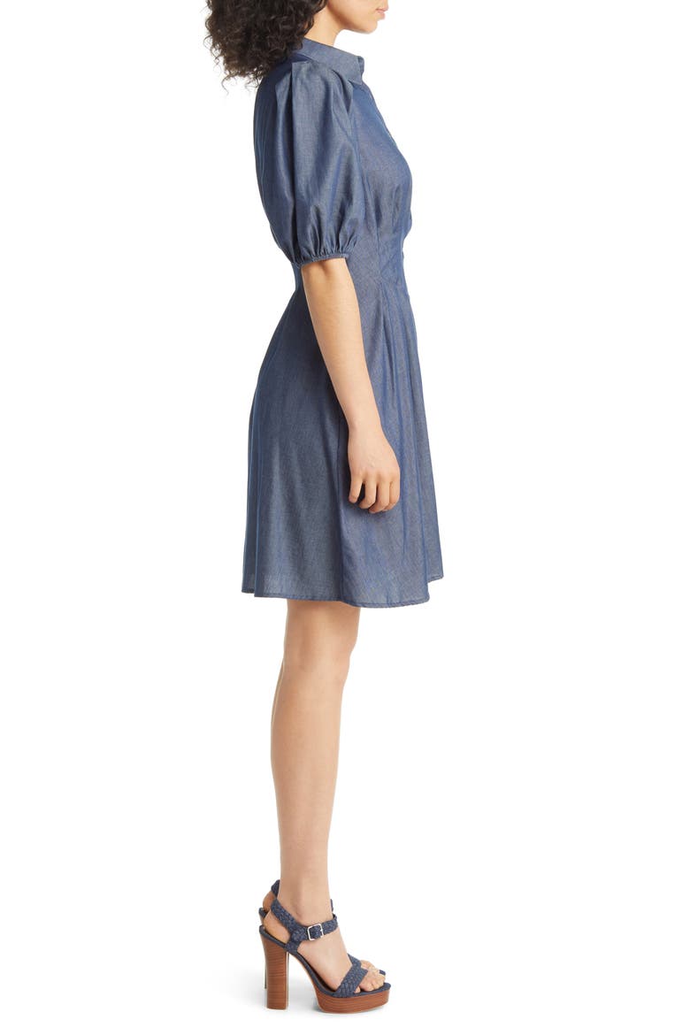 Puff Sleeve Shirtdress, Alternate, color, DENIM