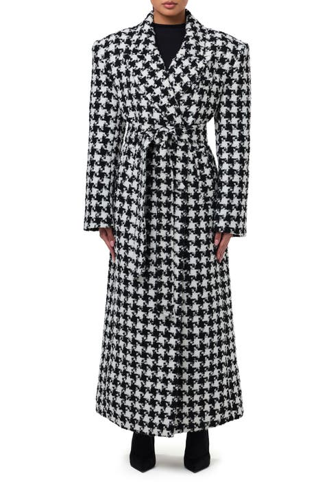 Long Houndstooth Trench Coat
