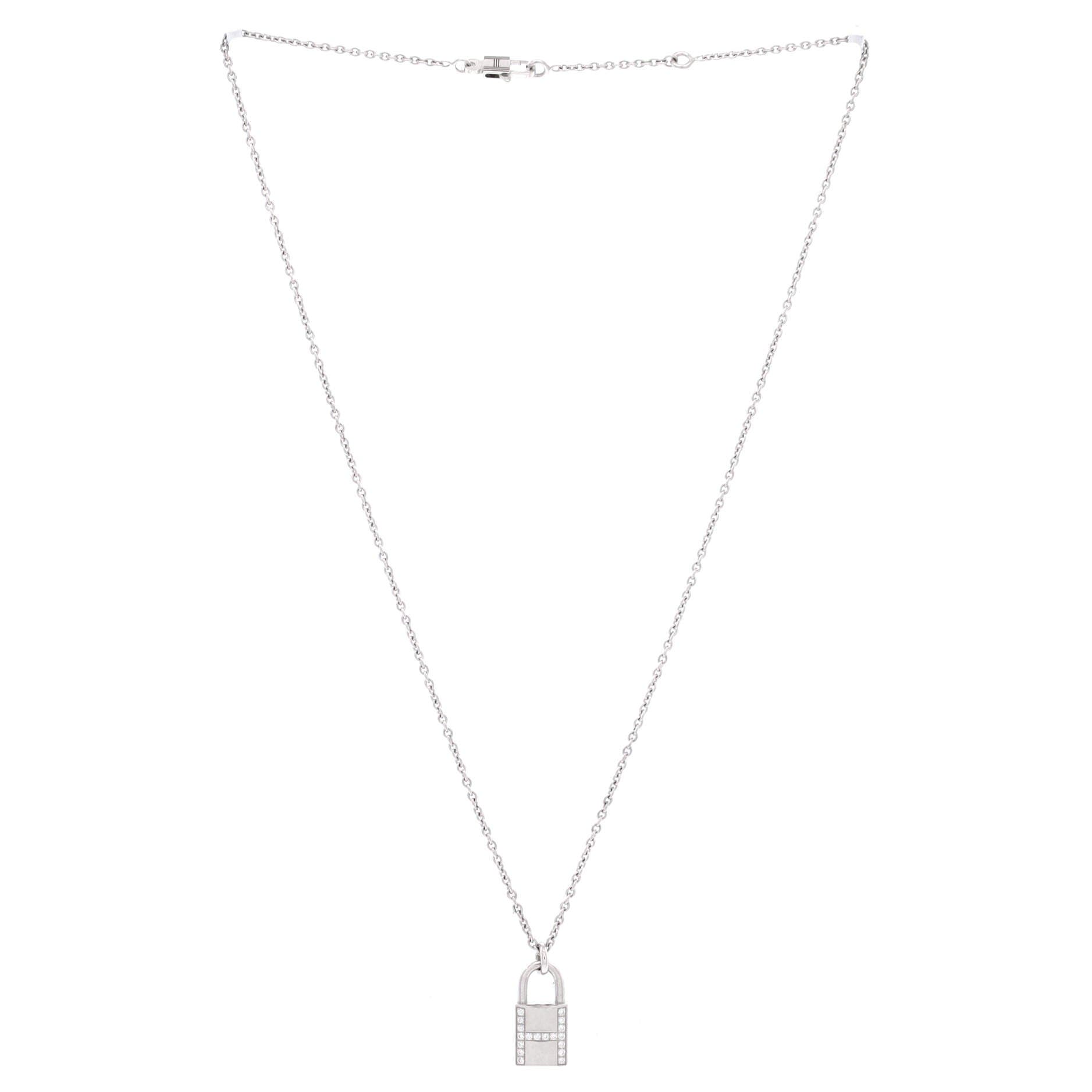 Amulettes Cadenas Pendant Necklace 18K White Gold with Diamonds, Alternate, color, Metallic Gold