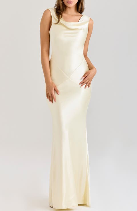 Safaira Cowl Neck Satin Gown