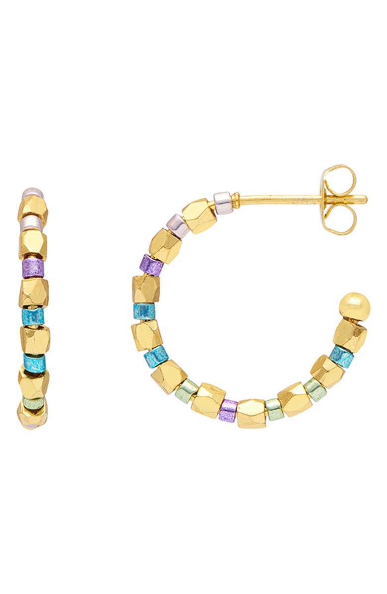 Estella Bartlett Miyuki Coco Beaded Hoop Earrings, Main, color, 