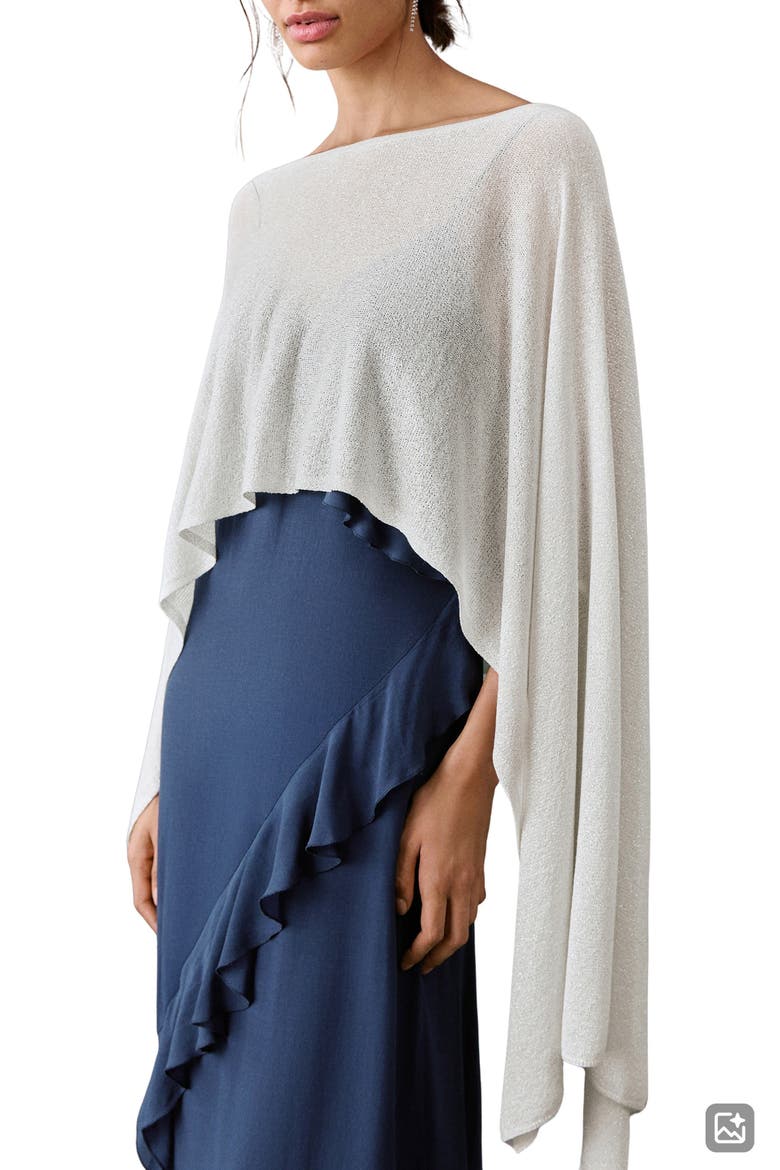 Lurex Knit Cape, Main, color, SILVER
